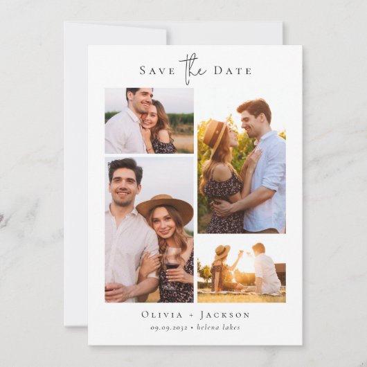 Moderne Multi-Foto Collage Hochzeit Save The Date (Vorderseite)