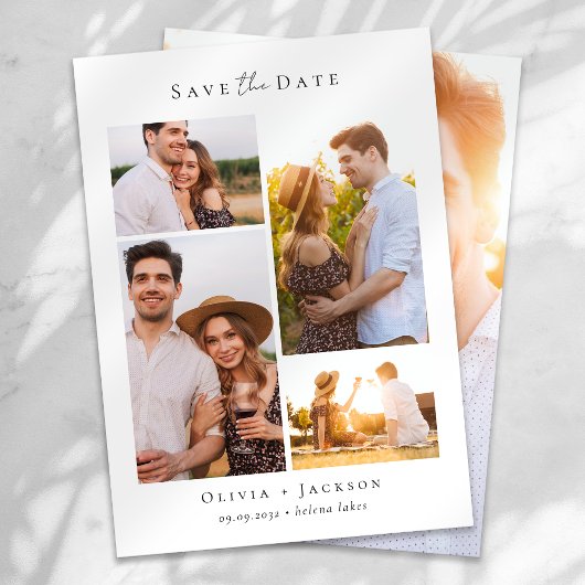 Moderne Multi-Foto Collage Hochzeit Save The Date