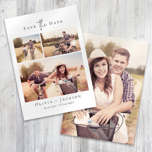 Moderne Multi-Foto Collage Hochzeit Save The Date