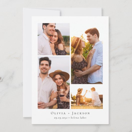 Moderne Multi-Foto Collage Hochzeit Save The Date (Vorderseite)