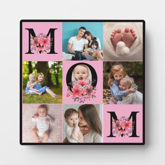 Moderne Multi-Foto Collage MAMA Gift Plaque Fotoplatte (Vorderseite)