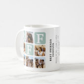 Moderne Multi-Foto-Grid-BESTE FREUNDIN Aquamarin Kaffeetasse (Vorderseite Links)