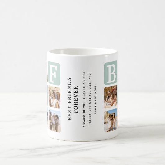 Moderne Multi-Foto-Grid-BESTE FREUNDIN Aquamarin Kaffeetasse (Mittel)