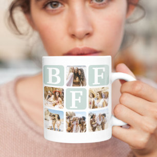 Moderne Multi-Foto-Grid-BESTE FREUNDIN Aquamarin Kaffeetasse