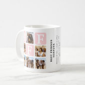 Moderne Multi-Foto-Grid-BESTE FREUNDIN rosa Kaffeetasse (Vorderseite Links)