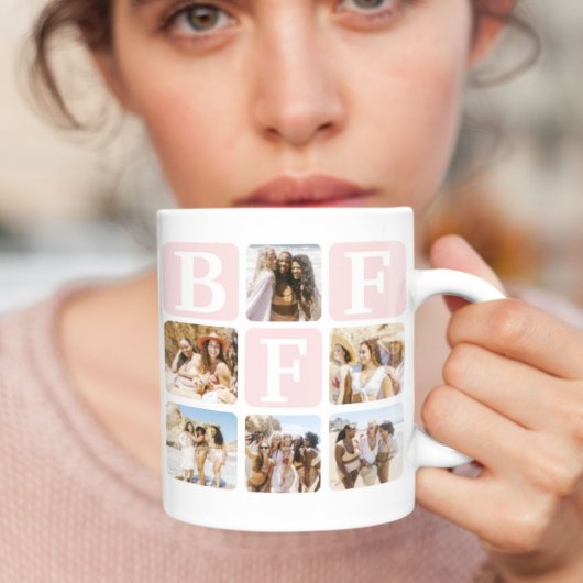 Moderne Multi-Foto-Grid-BESTE FREUNDIN rosa Kaffeetasse