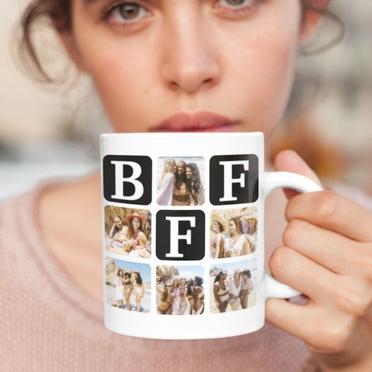 Moderne Multi-Foto-Grid-BESTE FREUNDIN Schwarz Kaffeetasse