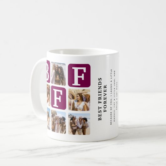 Moderne Multi Foto Grid BESTE FREUNDIN Wein Kaffeetasse (Vorderseite Links)