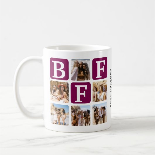 Moderne Multi Foto Grid BESTE FREUNDIN Wein Kaffeetasse (Links)