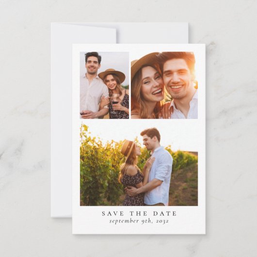 Moderne Multi-Foto-Hochzeit Save The Date (Vorderseite)