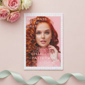 Moderne Multicolor Gingham Foto Graduation Party Acryleinladungen