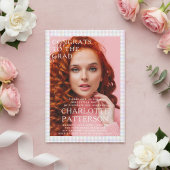 Moderne Multicolor Gingham Foto Graduation Party Acryleinladungen