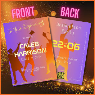 Moderne Multicolor Techno Graduation Party Gold Folieneinladung