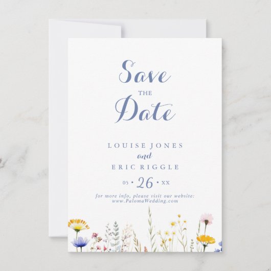 Moderne Multicolor-Wildblume Hochzeit Save The Date (Vorderseite)