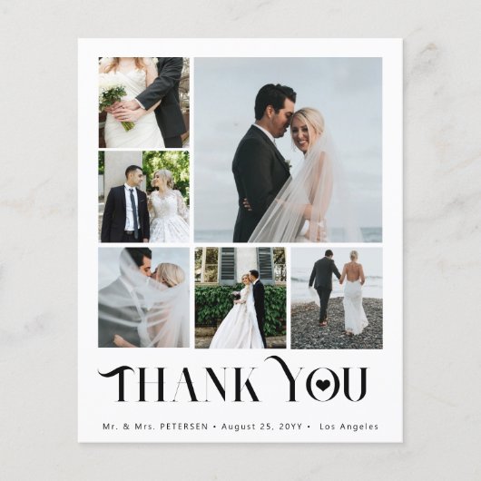 Moderne Multifoto-Collage Hochzeit danke (Vorderseite)