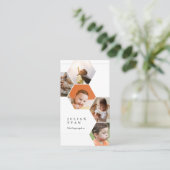 Moderne Multiplex-Foto-Collage Hexagon-Honigwabenk Visitenkarte (Stehend Vorderseite)