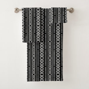 Moderne Mundtuche in Schwarz und Weiß Badhandtuch Set