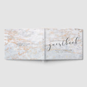 Moderne Murmeln in Blau mit Kupferfarben-Hochzeit Gästebuch (Voll)