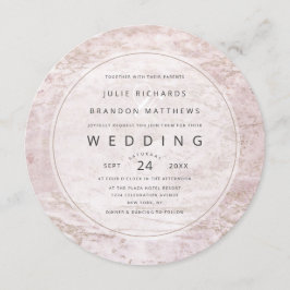 Moderne Murmeln in Mauve Rose Gold Circle Wedding Einladung