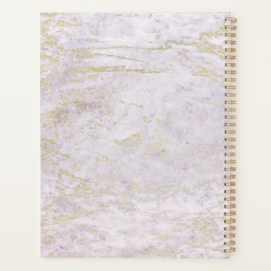 Moderne Murmeln in Violet mit Goldverheiratungsplä Planer (Rückseite)