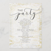 Moderne Murmeln in Weiß mit Goldene Hochzeit Programm (Rückseite)