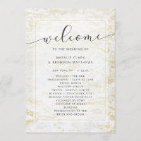 Moderne Murmeln in Weiß mit Goldene Hochzeit