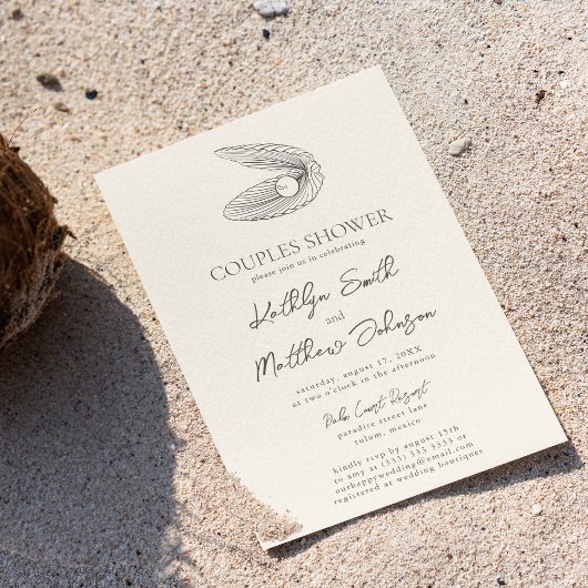 Moderne Muschel Beach Ocean Wedding Couples Dusche Einladung