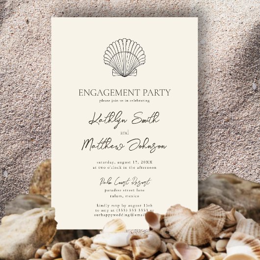 Moderne Muschel Beach Ocean Wedding Party Einladung