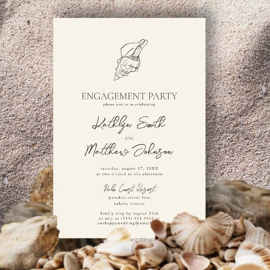 Moderne Muschel Beach Ocean Wedding Party Einladung