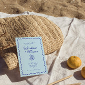 Moderne Muschel Blue Mediterrane Hochzeit Einladun Einladung