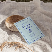 Moderne Muschel Blue Mediterrane Hochzeit Einladun Einladung