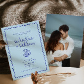 Moderne Muschel Blue Mediterrane Hochzeit Einladun Einladung
