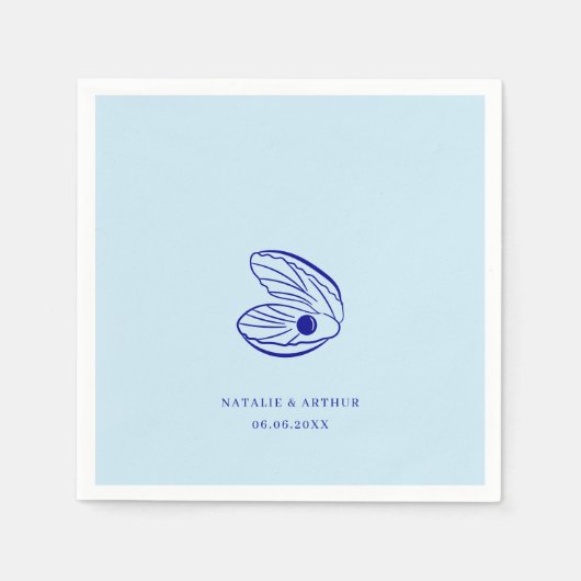 Moderne Muschel Blue Mediterrane Hochzeit von Napk Serviette (Vorderseite)