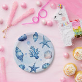 Moderne Muscheln an der Küste Schatz Ozean Geburts Pappteller (Party)