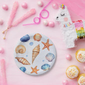 Moderne Muscheln an der Küste Schatz Ozean Geburts Pappteller (Party)
