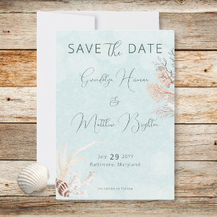 Moderne Muscheln im Aqua-Ozean Save The Date