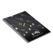 Moderne Musiknoten Goldene Schwarze Musik Abstrakt Notizblock (Rechte Seite)