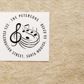 Moderne Musiknoten Rundname & Rücksendeadresse Permastempel