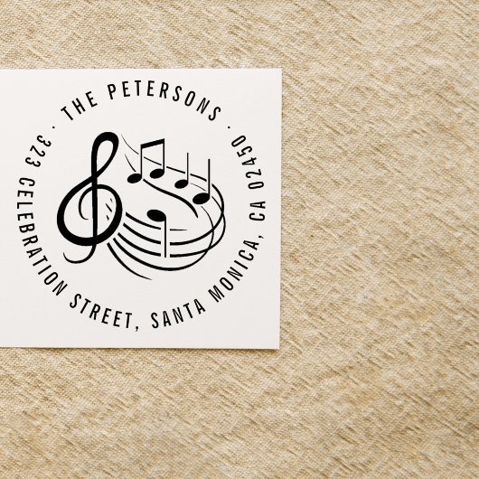 Moderne Musiknoten Rundname & Rücksendeadresse Permastempel