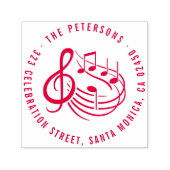 Moderne Musiknoten Rundname & Rücksendeadresse Permastempel (Design)