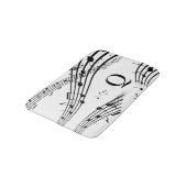 Moderne Musiknoten White Black Monogram Bath Mat Badematte (Schrägansicht)