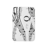Moderne Musiknoten White Black Monogram Bath Mat Badematte (Vorderseite Vertikal)