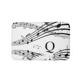 Moderne Musiknoten White Black Monogram Bath Mat Badematte (Vorderseite)