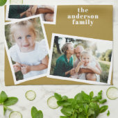 Moderne Mustard Multi Foto Family Collage Küche Geschirrtuch (Gefaltet)
