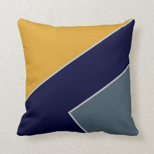 Moderne Mustard Navy Blue Color Block geometrisch Kissen