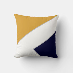 Moderne Mustard Navy White Color Block Geometrie Kissen
