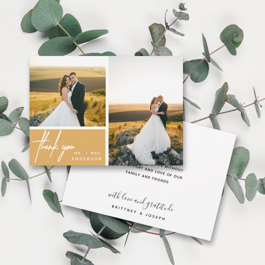 Moderne Mustard Yellow Foto Collage Vielen Dank