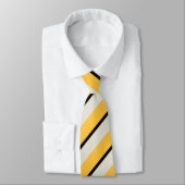 Moderne Mustard Yellow Silver Grau Black Streifen Krawatte (Gebunden)