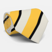 Moderne Mustard Yellow Silver Grau Black Streifen Krawatte (Gerollt)