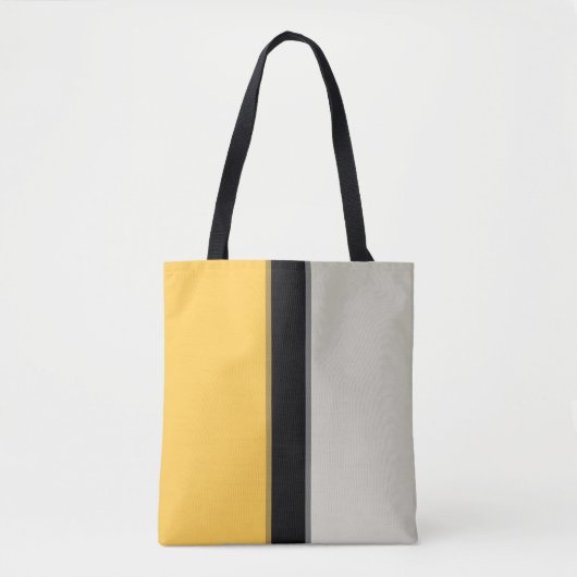 Moderne Mustard Yellow Silver Grau Black Streifen Tasche (Vorderseite)
